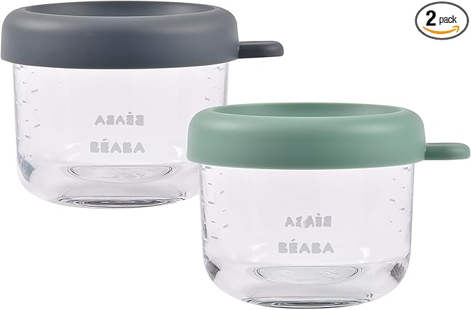 Beaba 2 Pack Glass Baby Food Jars, Sterilizer, and Dishwasher Safe, 5 oz Baby by BEABAUSA