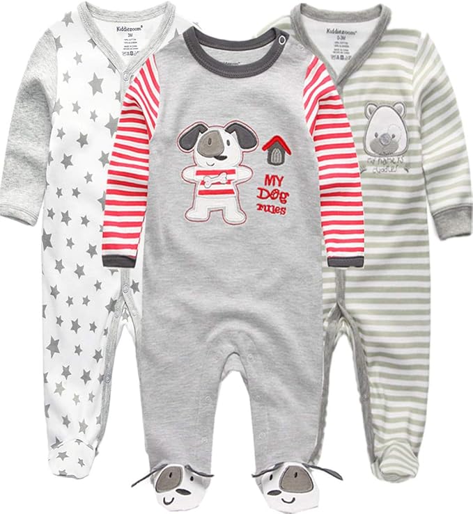 Kiddiezoom Baby and Toddler Boys'Snug Fit Footed One-Piece Romper Jumpsuit by Kiddiezoom