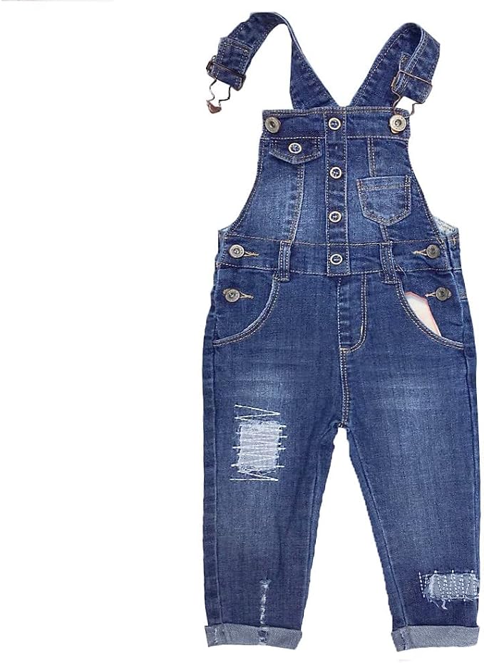 KIDSCOOL SPACE Baby Toddler 2 Buttons Adjustable Straps Fashion Jean Overall by KidscoolSpaceCallingOutAllTheChildrensDenimLovers