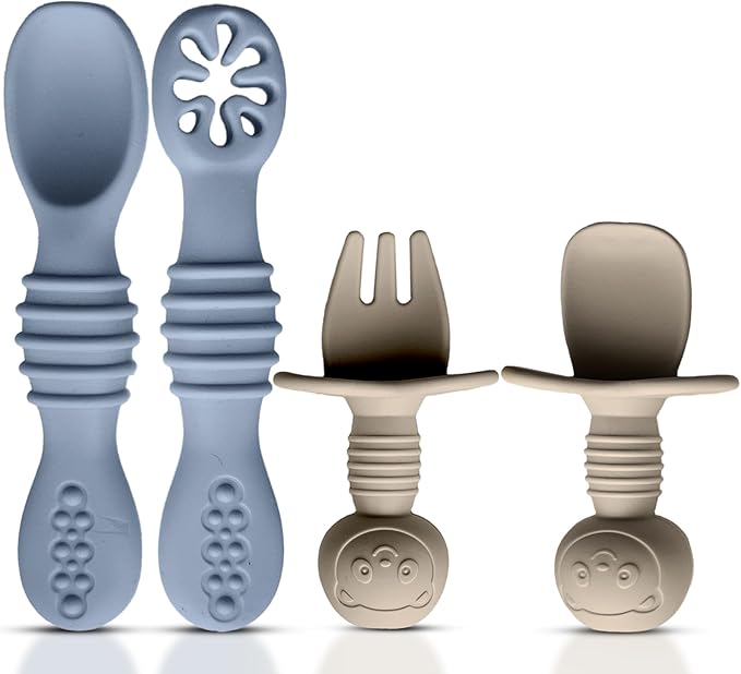 4pc Silicone Baby Spoons Self Feeding Baby Utensils 6-12 Months by HippoBaby