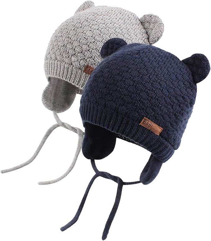 XIAOHAWANG Baby Hat Cute Bear Toddler Earflap Beanie Warm by XIAOHAWANG