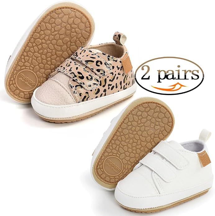 2Pairs Baby Shoes, Boys Girls Non-Slip Rubber Sole Sneakers, Unisex Infant Soft - Image 2