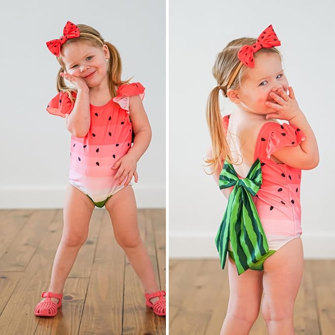 Toddler Girl Baby Ruffles Mermaid Fish Scale Swimsuit One Piece Swimwear - Image 2