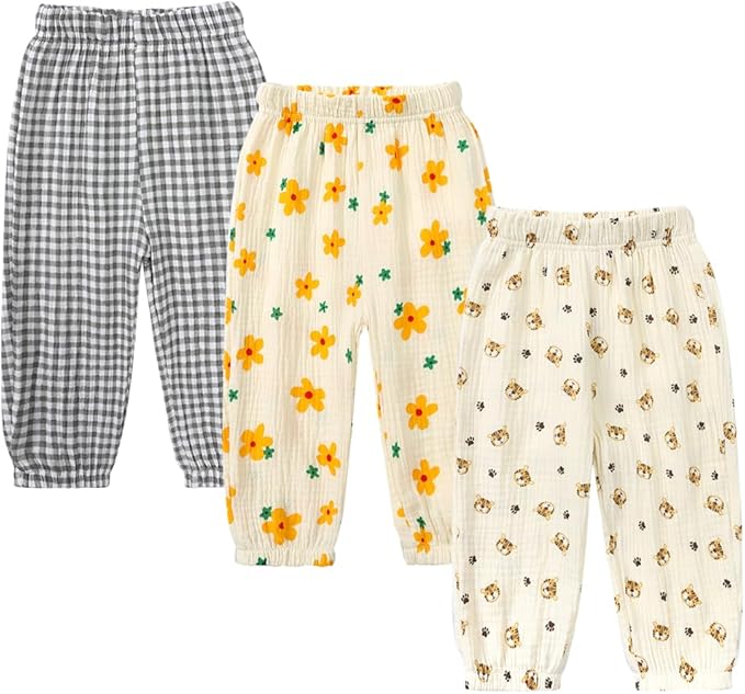 MYGBCPJS Baby Boys Girls Cotton Linen Trousers Kids Casual Ankle Pants Loose - Image 2