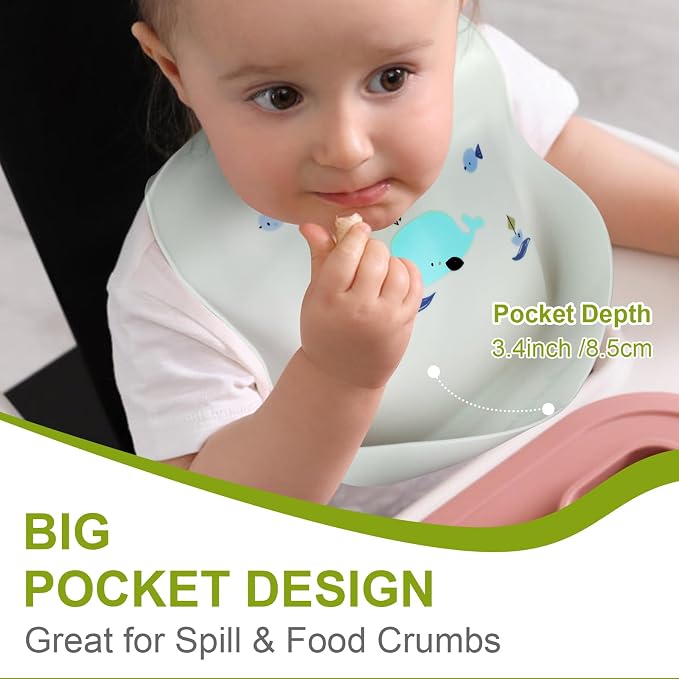 Accmor Silicone Baby Bibs, Waterproof Soft Bibs - Image 5