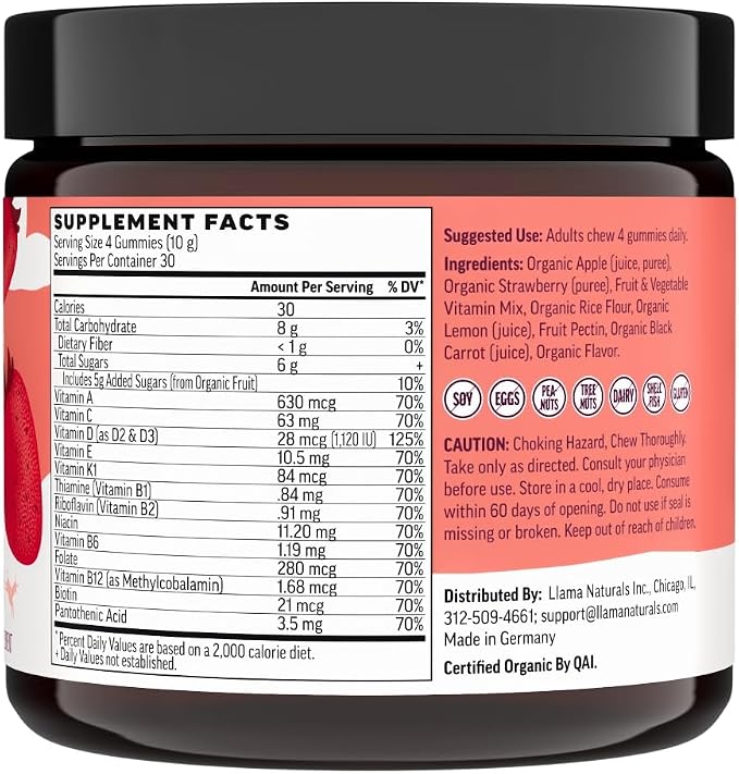 Llama Naturals Multivitamin for Women & Men, Organic Gummies - Image 9