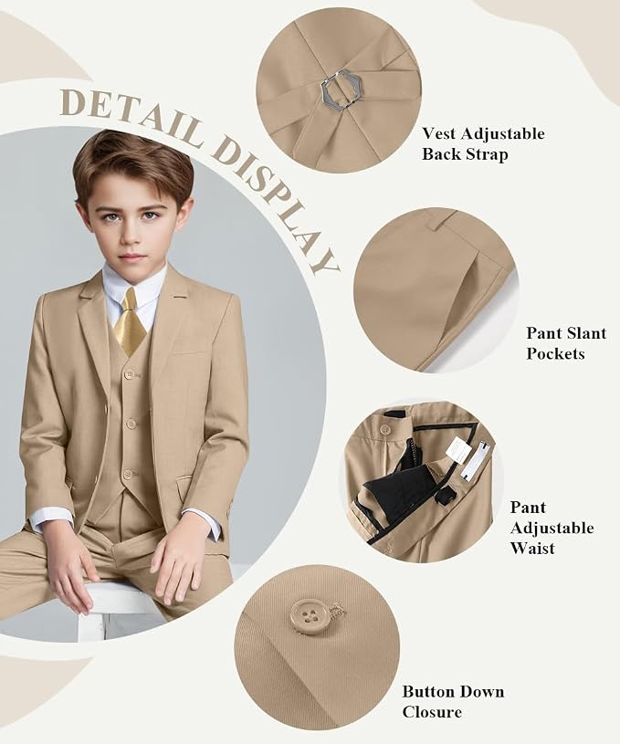 Visaccy Boys Suits Slim Fit Dress Clothes Ring Bearer Outfit - Image 2