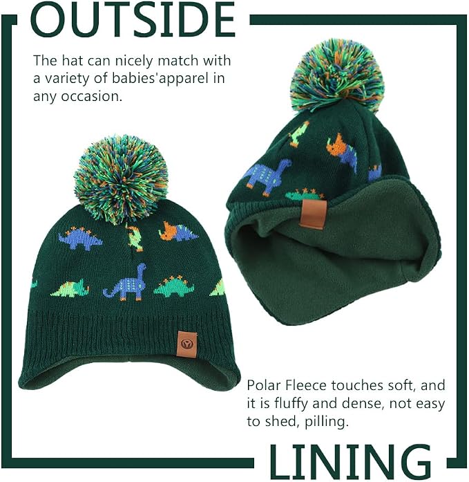 JANGANNSA Knitted Baby Hat Scarf Set Winter Warm Boys Girls Beanie Fleece - Image 6