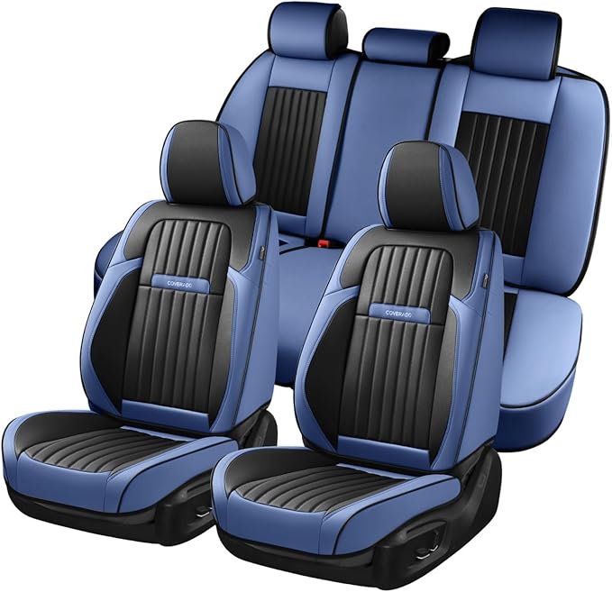 Coverado Car Seat Covers Full Set, Nappa Leather Seat Covers by COVERADOAUTO