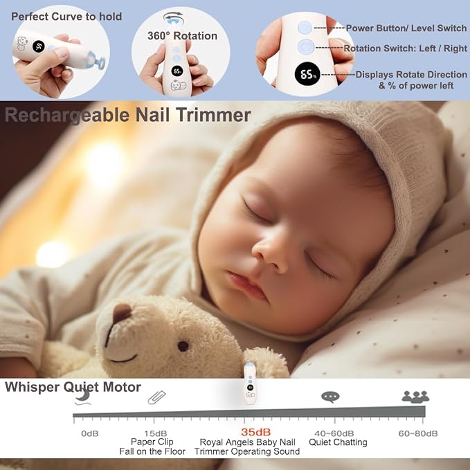 Rechargeable 22 in 1 Baby Nail Trimmer, Usage Labeled Case, 13 Extra - Image 4