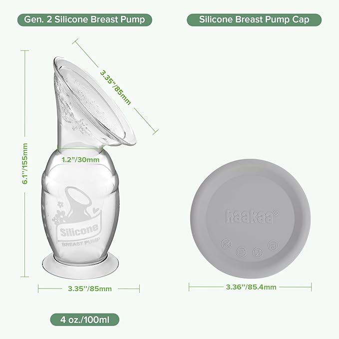 Haakaa Manual Breast Pump with Base 4 Fl Oz/100ml+Lid - Image 8