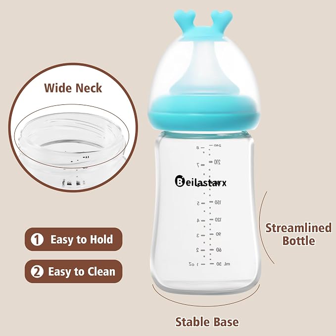 Glass Baby Bottles with Natural Response Nipple Size M - Image 4