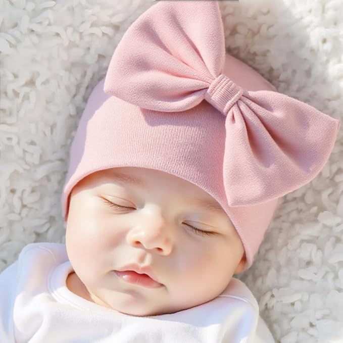 Bamery Newborn Baby Girl Hat Cotton Baby Bow Beanie Preemie Hats Spring Infant - Image 6