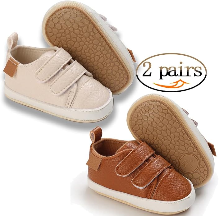 2Pairs Baby Shoes, Boys Girls Non-Slip Rubber Sole Sneakers, Unisex Infant Soft - Image 3