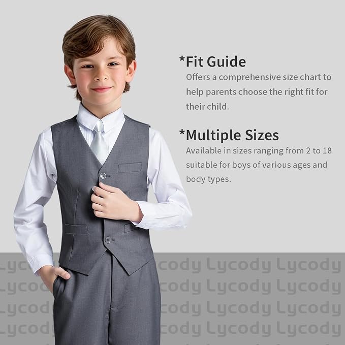 Boys Vest Set Formal Dress Suits Wedding Outfit Dresswear - Image 3