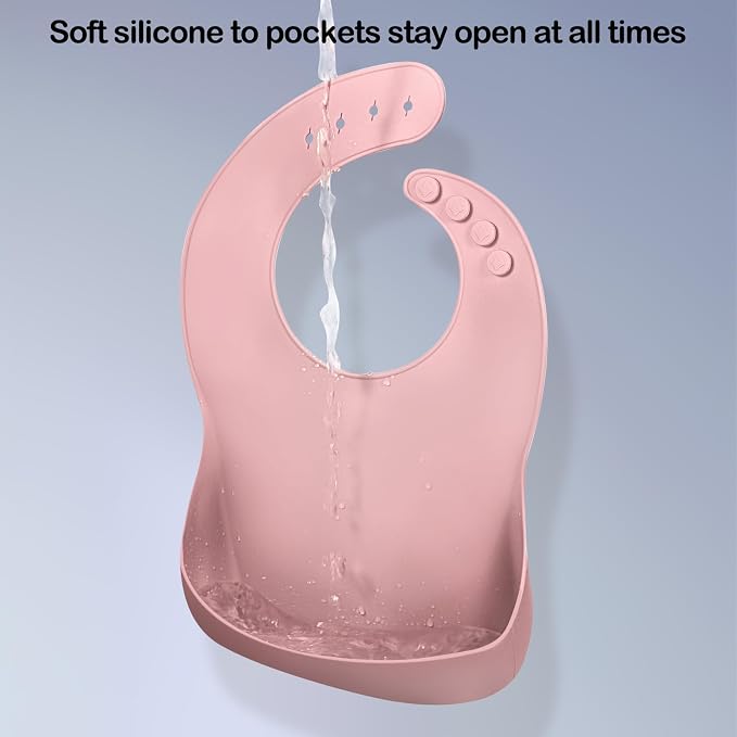 Silicone Bibs for Babies Toddler Set of 3, BPA Free, Soft Adjustable Waterproof - Image 5