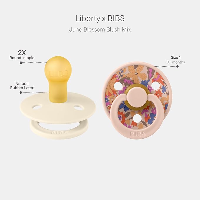 BIBS Colour Liberty Soother 2-Pack, BPA Free Dummy Pacifier, Round Nipple. - Image 2