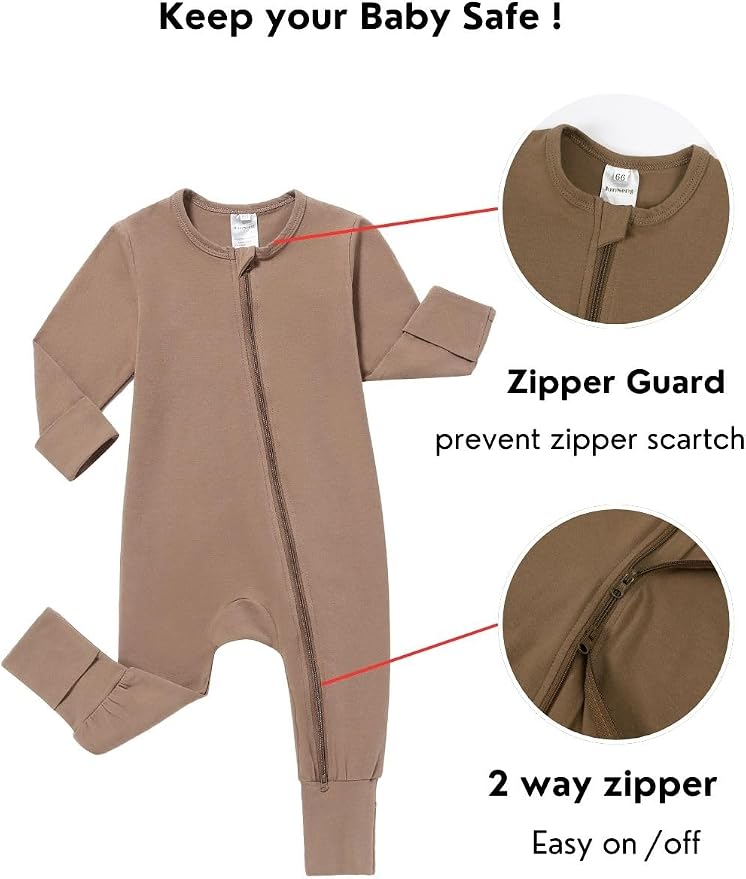 JunNeng 2 Pack Footless Long/Short Sleeve Baby Romper - Image 2