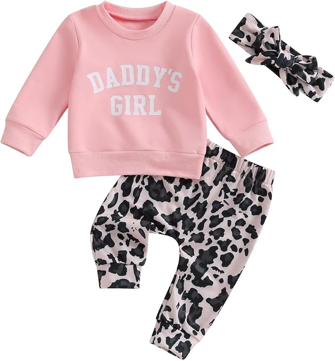 3Pcs Baby Girl Outfits Daisy Sweatshirt + Pants + Headband Infant Fall Winter by CIYCUIT