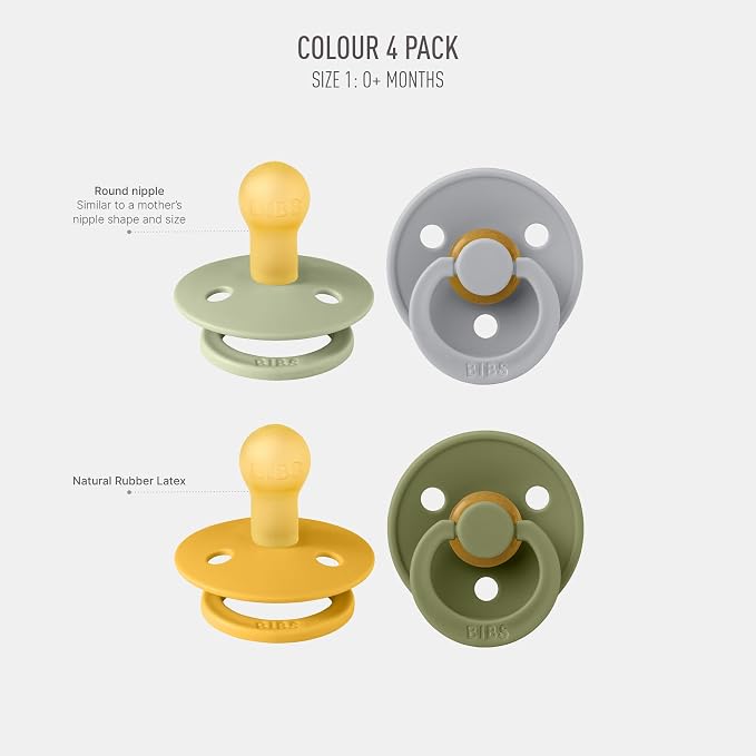 BIBS Pacifiers - Colour 4 Pack | Round Nipple Baby Pacifier | BPA Free Natural - Image 2