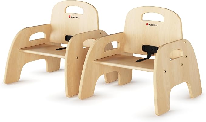 Foundations Simple Sitter 7” Low Wood Feeding Chairs, Wide No-Tip Base - Image 6
