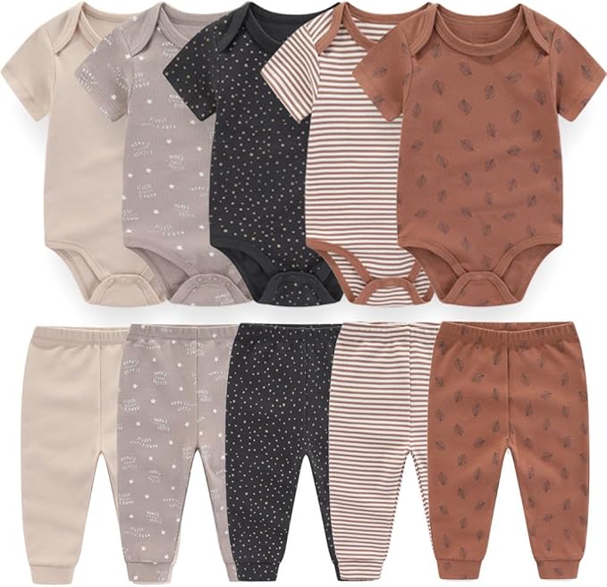 Baby Layette Set Baby Boys' 9-Piece Bodysuits Pants Set Toddler Girl Boy Unisex by Kiddiezoom