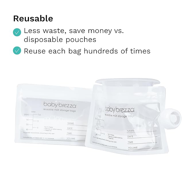 Baby Brezza Reusable Breastmilk Storage Bags, 10 Pack, Includes Filling Funnel - Image 6