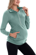 GINKANA Maternity Women's Long Sleeve Shirt Half Zipper Lapel Lightweight by GINKANA