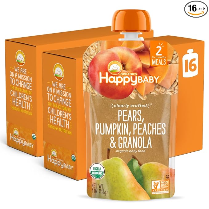 Happy Baby Organics Stage 2 Baby Food Pouches, Gluten Free, Vegan & Healthy by HappyBaby