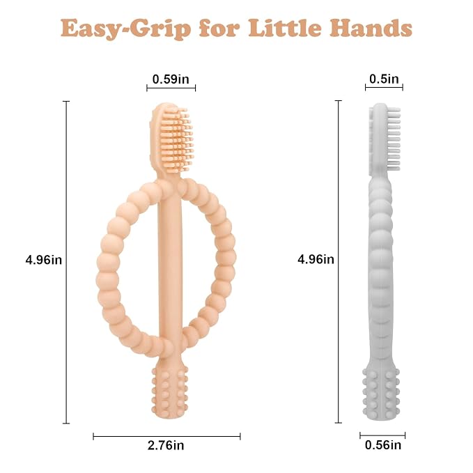 Baby Teething Toys with Easy-Hold Handle, Silicone Infant Toothbrush, Textured - Image 5