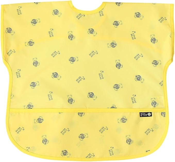 Short Sleeve Waterproof Bib for Toddlers – Feeding Apron for Mealtime, by Plie