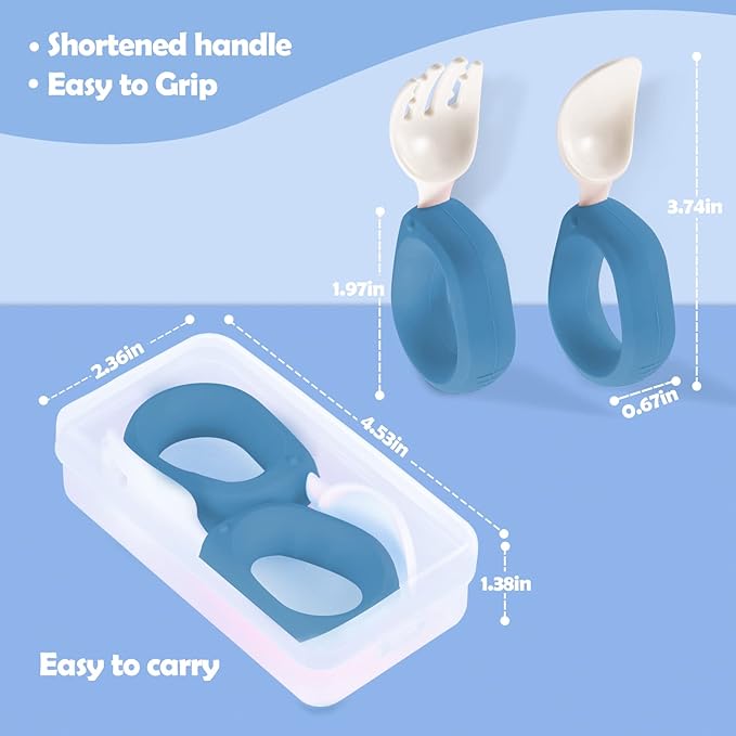 Baby Self Feeding Training Spoon and Fork Set - Image 7