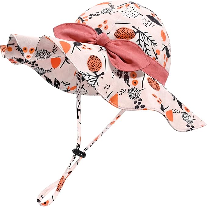 Baby Girl Sun Hat with UPF 50+ Outdoor Adjustable Beach Hat with Wide Brim by DANMY