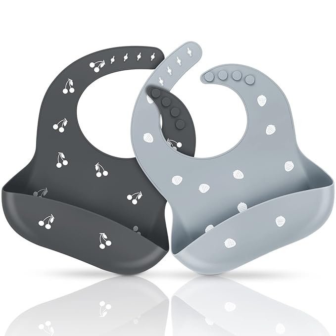 ME.FAN Silicone Baby Bibs for Babies & Toddlers | Adjustable Silicone Bibs Set by MEFAN