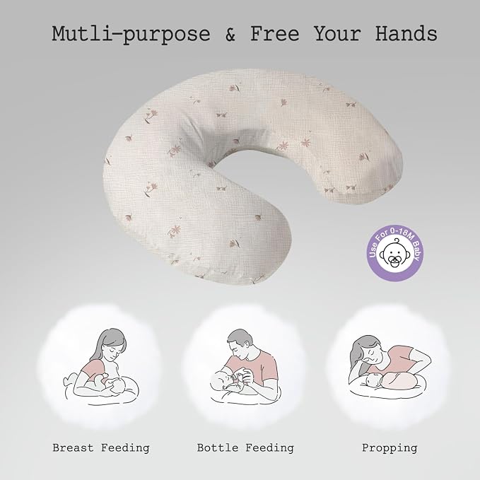 Little Grape Land Nursing Pillow, Soft 100% Cotton Breastfeeding Pillow - Image 4