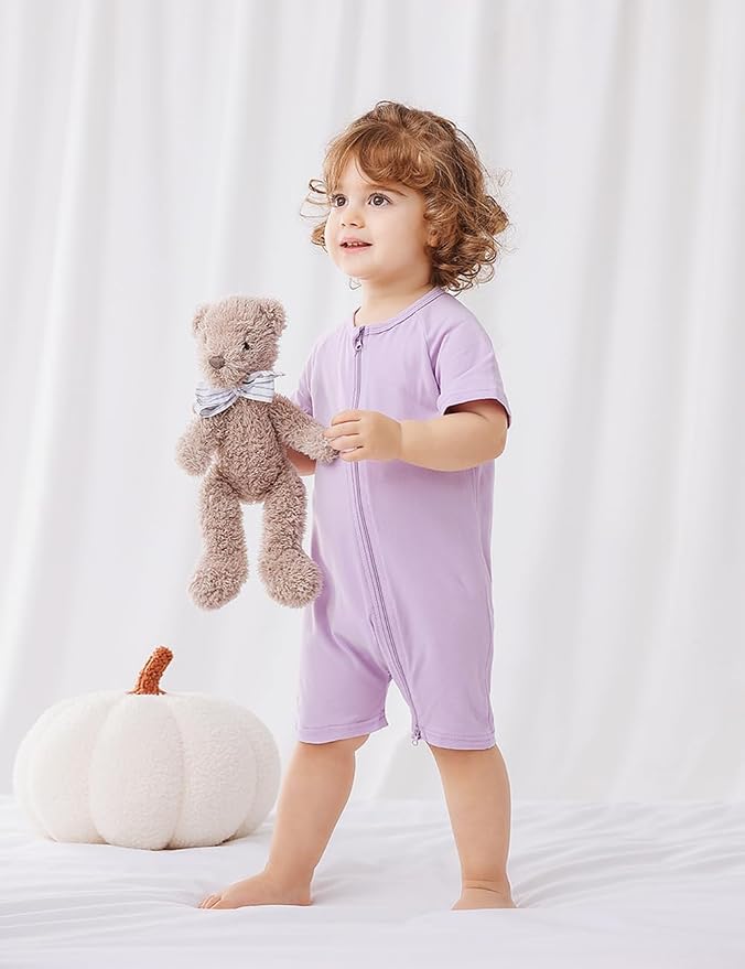 JunNeng 2 Pack Footless Long/Short Sleeve Baby Romper - Image 3
