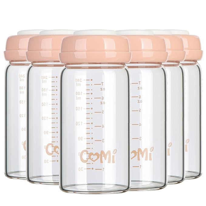 COMI Wide Neck Glass Breastmilk Collection n Storage Bottle, 8oz by COMI
