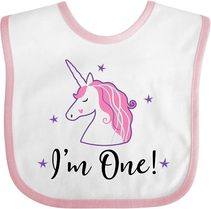 inktastic 1st Birthday Unicorn Baby Bib by Inktastic