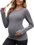 GINKANA Maternity Workout Tops Long Sleeve Pregnancy Yoga Shirts by GINKANA