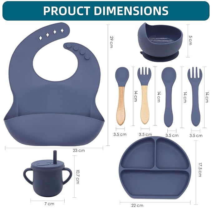 100% Silicone Baby Feeding Set, BPA Free Baby Dishes - Image 2