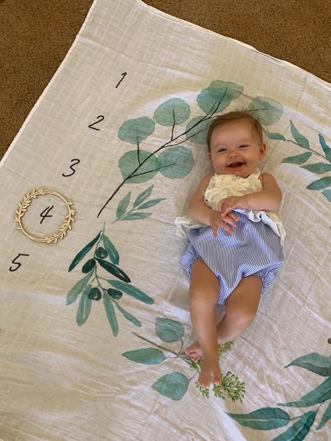 Organic Baby Monthly Milestone Blanket Newborn Boy Girl Unisex Gender Neutral| - Image 3