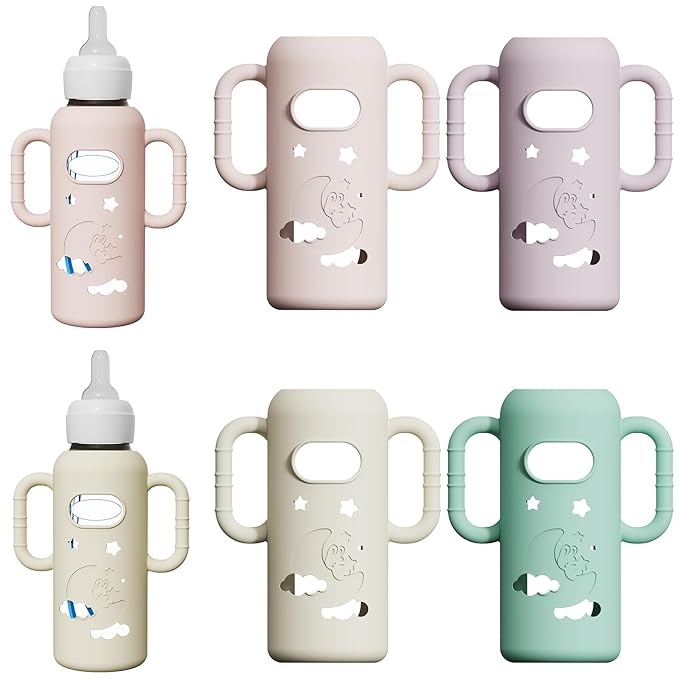 4 Pack Silicone Sleeves for Dr. Brown's Glass Bottles by AYHIT