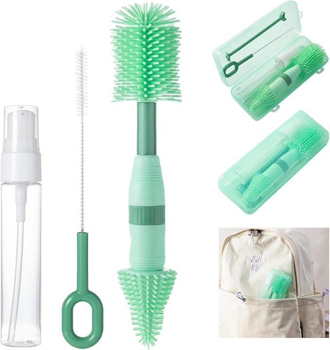 Travel Bottle Brush, 6-in-1 Portable Travel Bottle Cleaner Kit by AnivonaDirect
