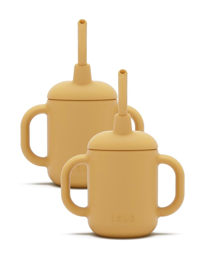Lalo Little Cup 2-Pack, Non-Toxic Silicone Straw Cup by Lalo