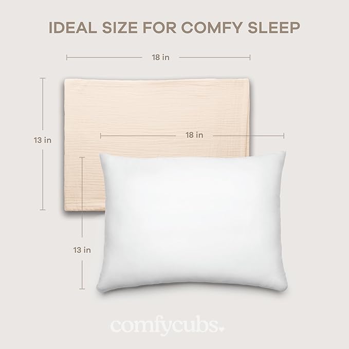 Comfy Cubs Toddler Pillow with Muslin Pillowcase, 13 x 18 in, 2 Pack - Image 6