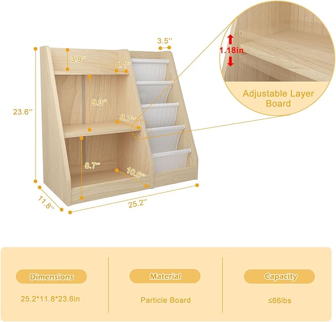 White 3 Tier Kids Bookshelf Toddler Book Rack - Image 3