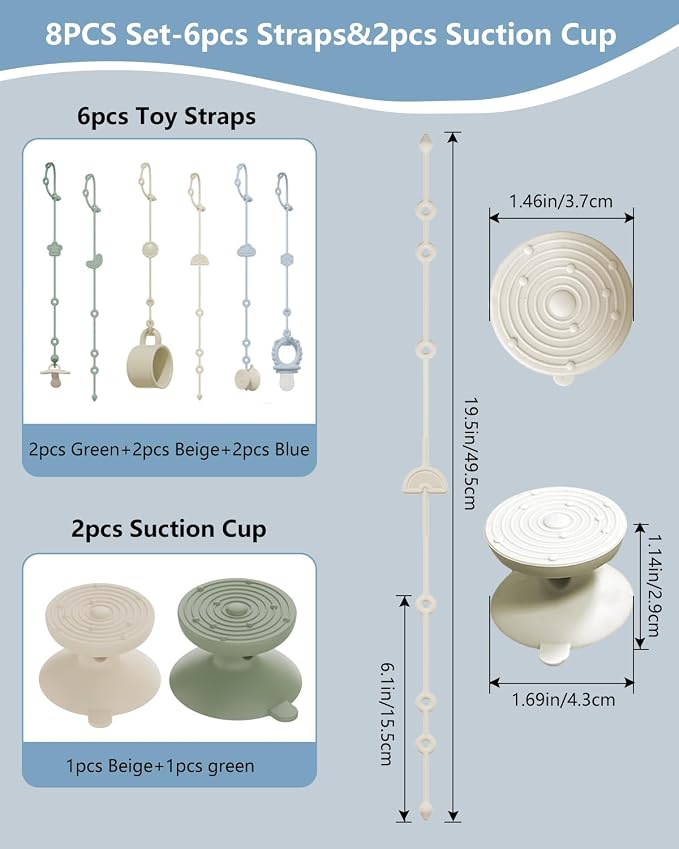 6 Pack Silicone Baby Toy Straps - Image 2