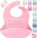 SRdrew Personalized Silicone Bibs Set Custom Engraved Name Icon Toddler Bib by SRdrew