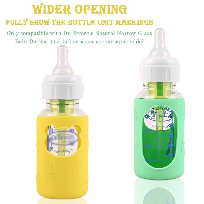 4 Pack Silicone Sleeves for Dr Brown's Glass Baby Bottles, Anti Breakage Baby - Image 3