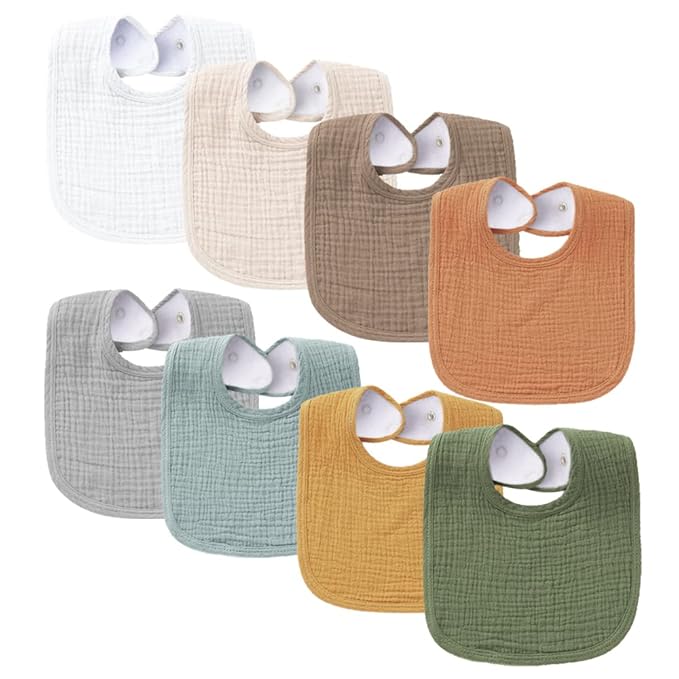 Konssy Muslin Baby Bibs 8 Pack Baby Bandana Drool Bibs Cotton by Konssy